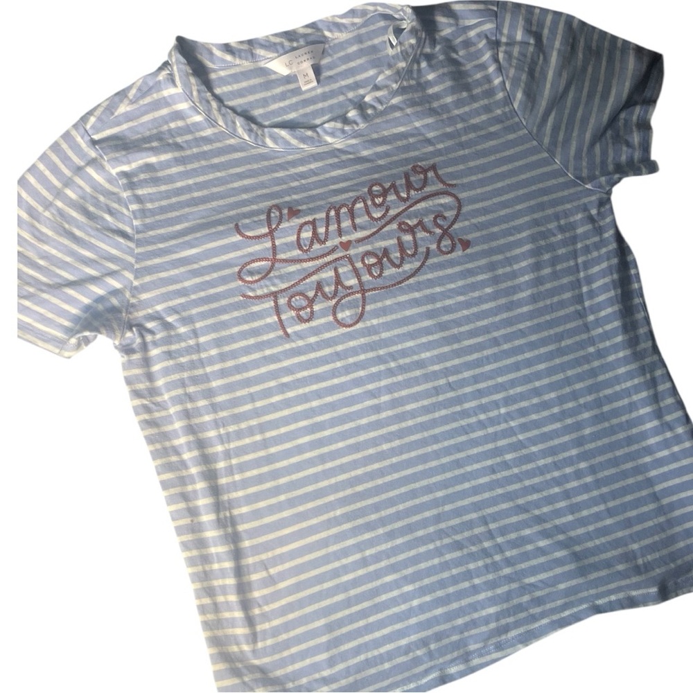 LAUREN CONRAD Striped Blue and White T-Shirt CRUISE Ready